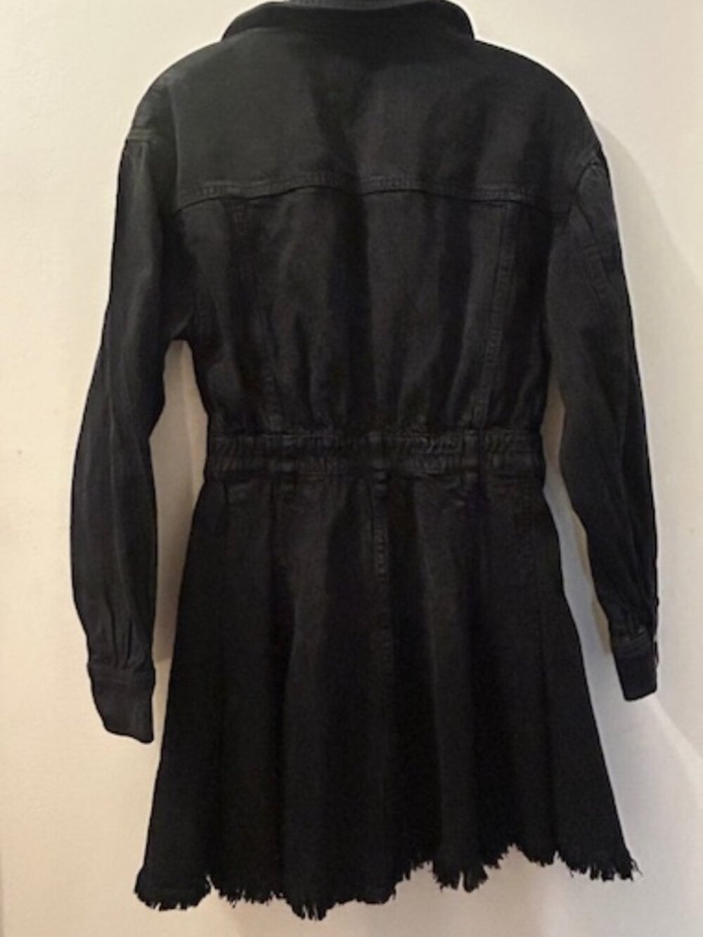 We the Free Free People Chain of Command Black Denim Fray Fitted Mini Dress NEW - Picture 16 of 16